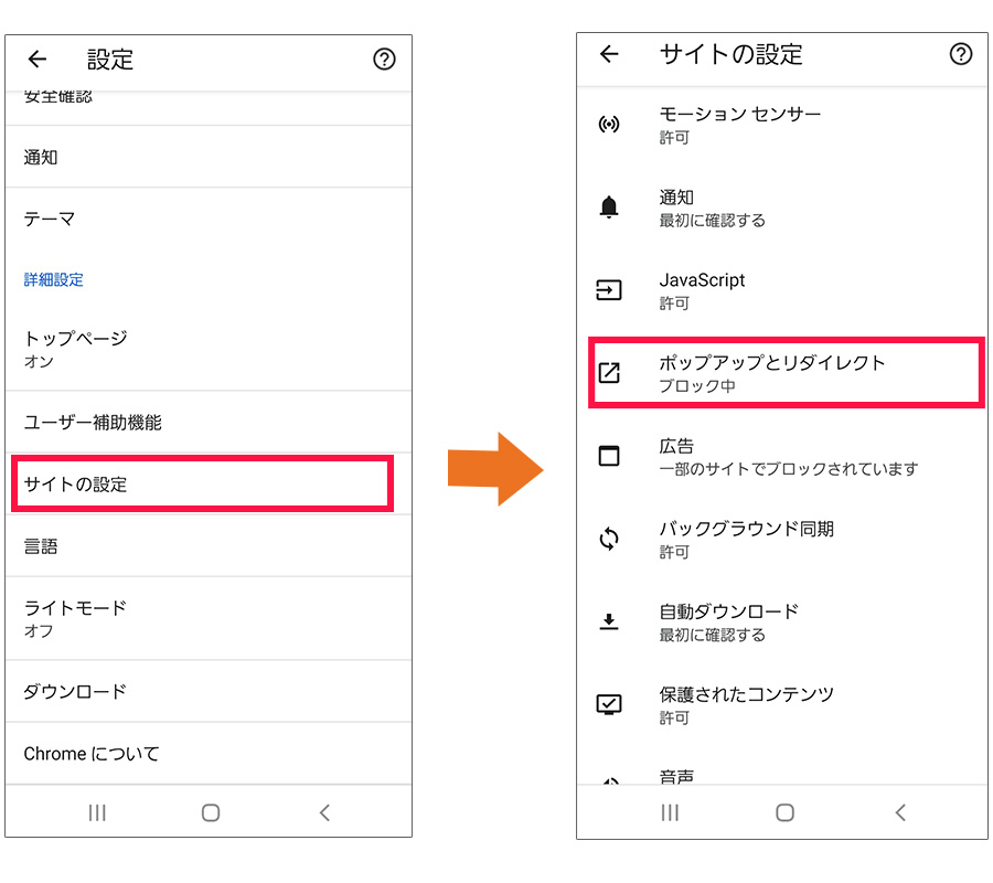 Androidブラウザの画面