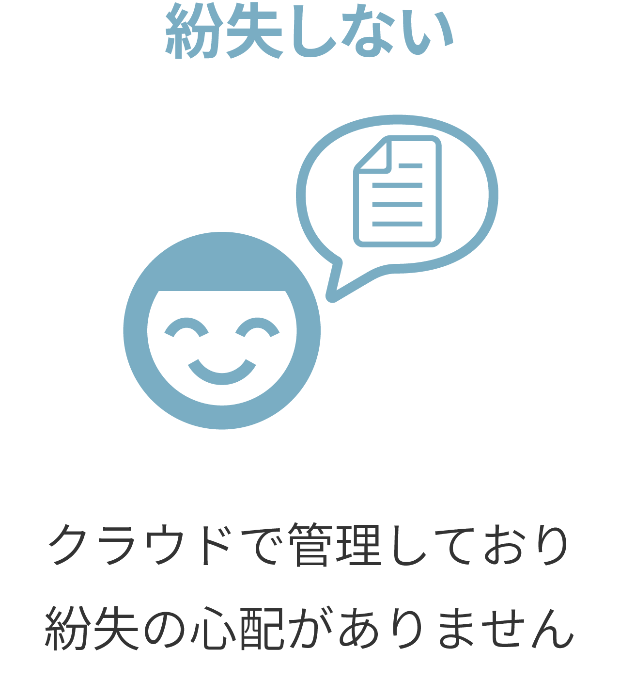 紛失しない。クラウドで管理しており紛失の心配がありません